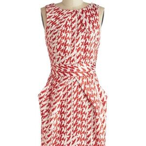 Red and White Patterned Dress